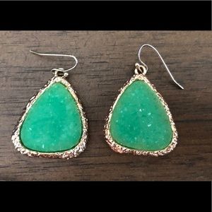 Gold/Turquoise Druzy Drop Earrings
